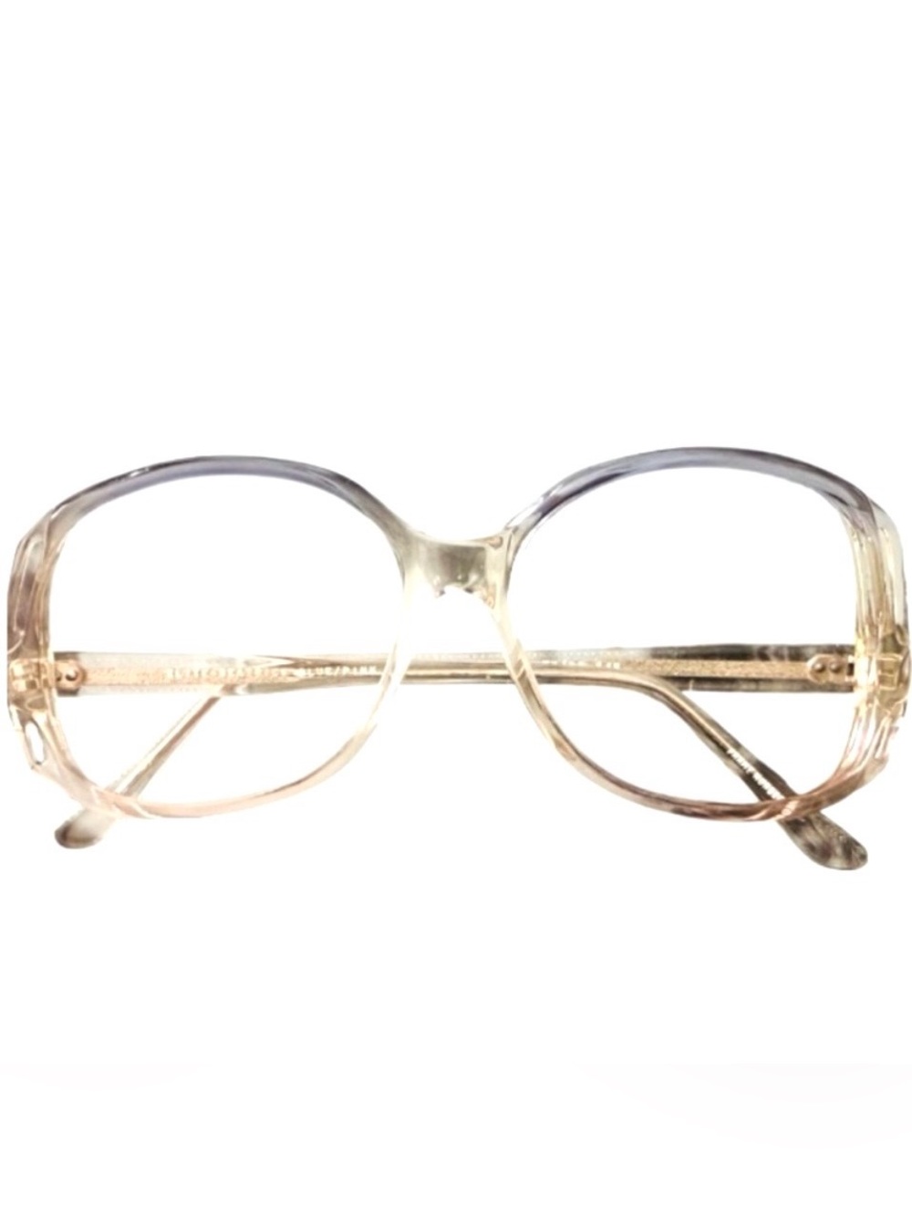 1980’s Vintage Clear & Purple Oversized Eyeglasses with‎ Cutouts, Deadstock